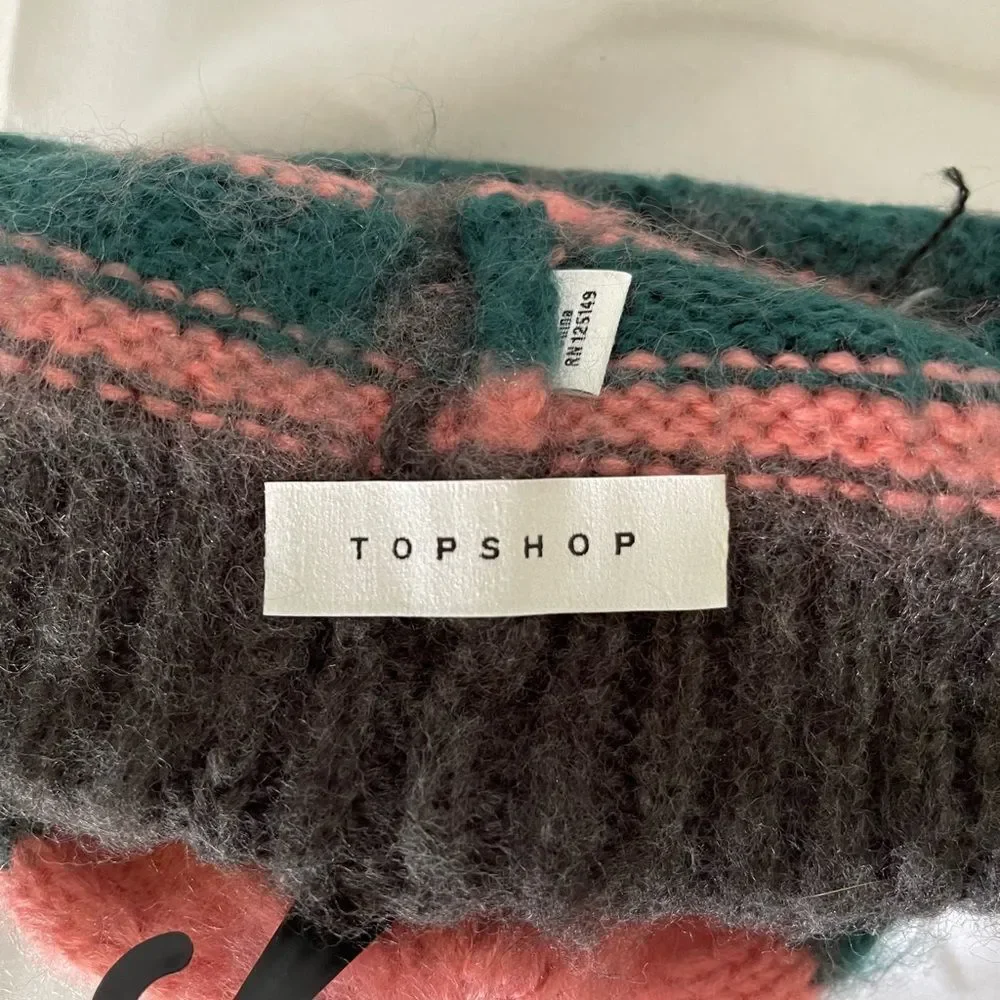 NWT Topshop fuzzy brushed stripe‎ beanie hat NEW 390